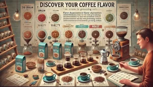 An-educational-scene-illustrating-the-process-of-discovering-personal-coffee-preferences-through-the-understanding-of-flavor-characteristics-influence