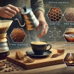 A realistic photograph style image showing the steps to achieve sweetness in pour over coffee The scene should depict a person carefully brewing coffwebp