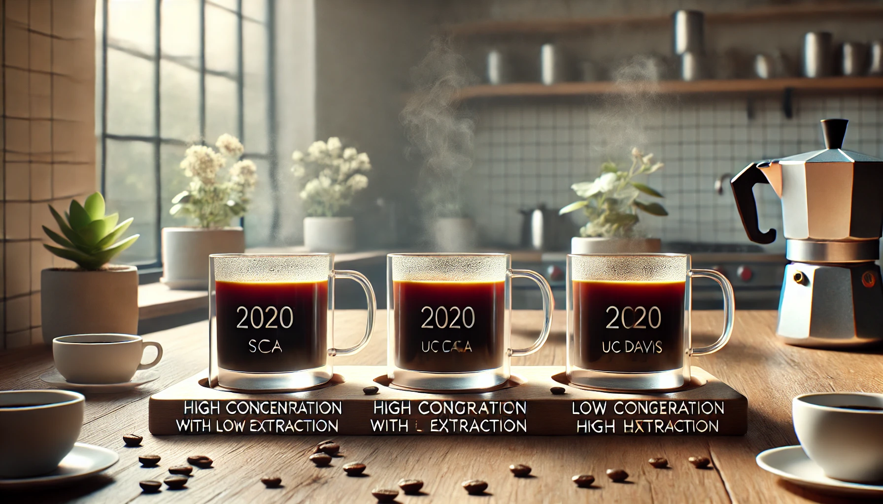 A realistic photographic image representing the findings of the 2020 SCA and UC Davis study on coffee extraction and flavor perception The image featwebp