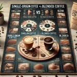 A realistic photograph style image comparing single origin coffee with blended coffee The scene should show two cups of coffee side by side one reprwebp