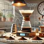 A realistic photographic image illustrating the key factors that influence the flavor of pour over coffee even when using the same beans The image swebp