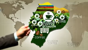 An-image-titled-Ecuador-Coffee-highlighting-the-unique-coffee-growing-regions-in-Ecuador-The-image-should-feature-a-map-of-Ecuador-with-icons-repre.webp