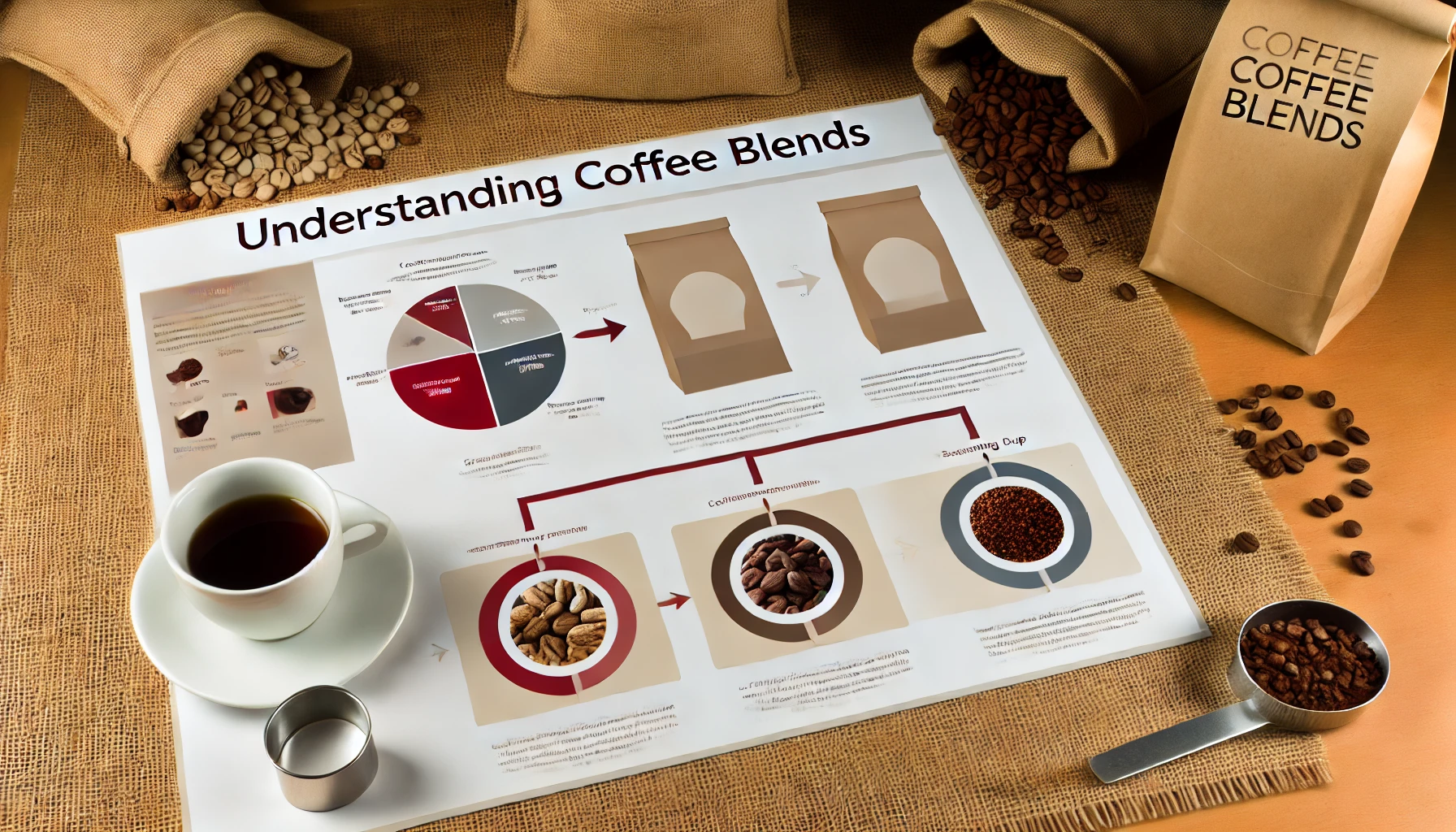 An infographic titled Understanding Coffee Blends illustrating how different coffee beans are blended to create unique flavor profiles The image shwebp