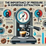 An infographic titled The Importance of Pressure in Espresso Extraction showing how pressure affects the quality of espresso The image should featuwebp