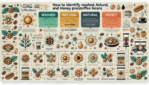 An-infographic-titled-How-to-Identify-Washed-Natural-and-Honey-Processed-Coffee-Beans-The-image-should-feature-visual-representations-of-each-pro.webp