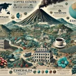 An illustration showing the diversity of coffee estates around the world emphasizing how factors like altitude soil temperature and rainfall affecwebp