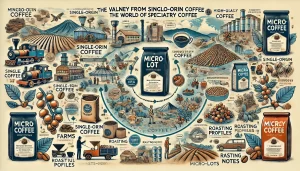 An-illustration-emphasizing-the-value-and-quality-of-micro-lot-coffee-highlighting-the-journey-from-single-origin-coffee-to-the-world-of-