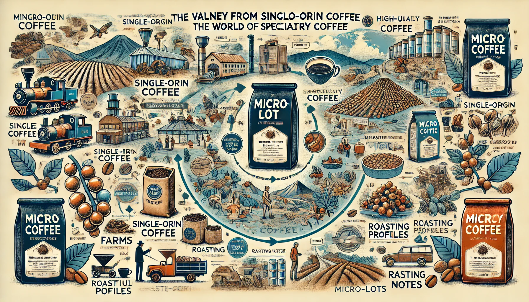 An illustration emphasizing the value and quality of micro lot coffee highlighting the journey from single origin coffee to the world of