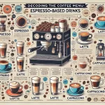 An infographic titled Decoding the Coffee Menu Espresso Based Drinks The image should illustrate various espresso based coffee drinks such as Esprwebp