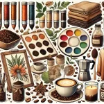 An illustration showcasing creative uses of coffee grounds including making art using them as a natural dye and creating DIY scented candles The iwebp