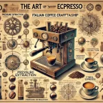 An illustration titled The Art and Science of Espresso Italian Coffee Craftsmanship showcasing the operation and principles of making espresso Thewebp