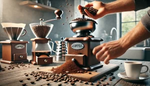 A-realistic-photographic-image-showing-the-process-of-grinding-coffee-beans-The-image-features-a-close-up-of-a-high-quality-coffee-grinder-in-action.webp