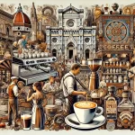 An artistic and educational image that captures the essence of Italian coffee culture The image should showcase iconic elements such as a bustling Itwebp