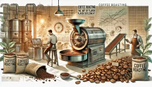 A-detailed-scene-showing-the-process-of-coffee-roasting-The-image-features-a-roaster-in-action-with-coffee-beans-turning-from-green-to-brown-as-they.webp