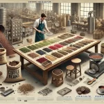 An educational scene showing the process of grading and selecting coffee beans The image features various coffee beans sorted by size color and quawebp