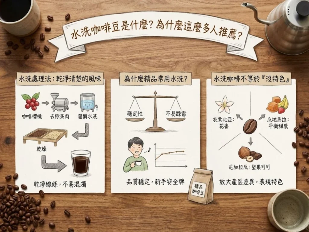 水洗咖啡豆推薦 水洗咖啡豆 精品咖啡豆推薦 手沖咖啡豆推薦 不酸咖啡豆推薦 水洗處理咖啡 咖啡處理法差異 中焙咖啡豆推薦 咖啡豆怎麼選 咖啡處理法