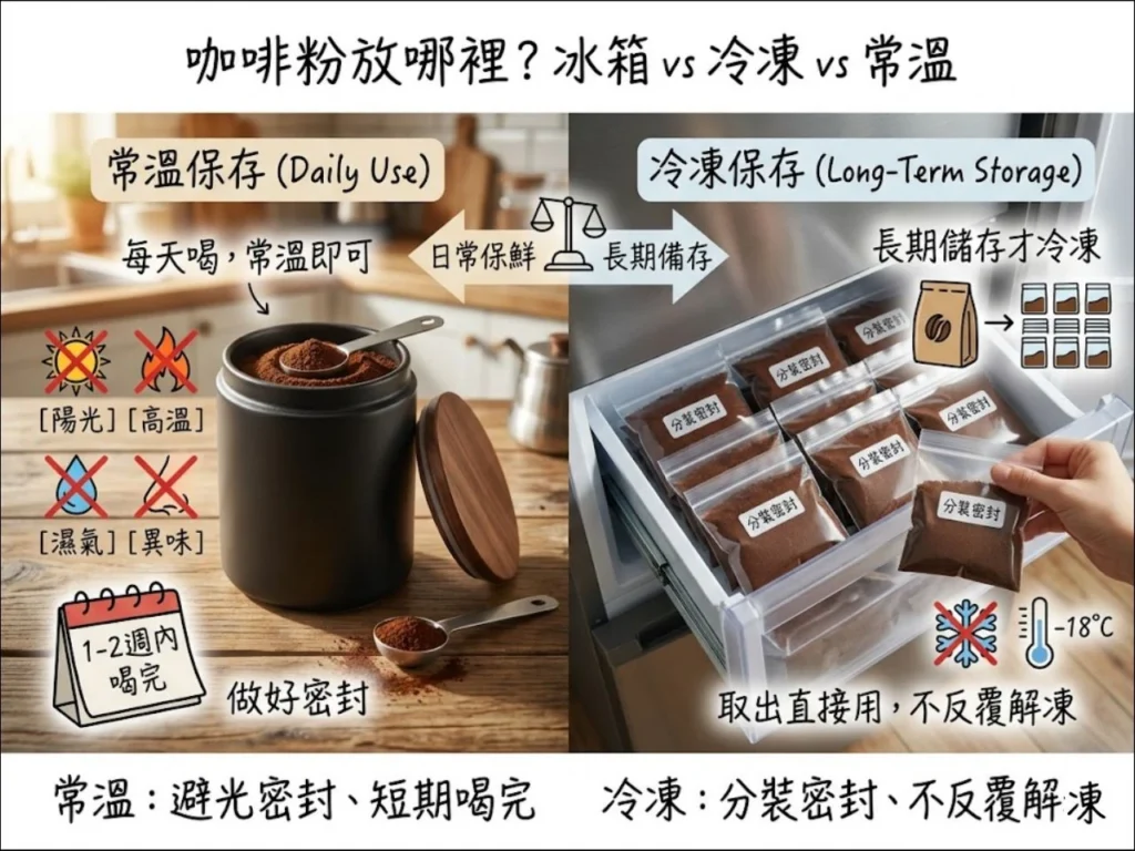 How long can coffee powder be stored 1 咖啡知識家 咖啡粉密封避光乾燥陰涼保存方式示意圖