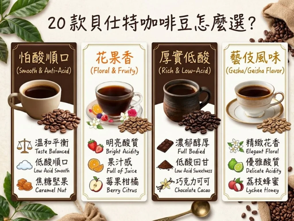 咖啡豆推薦 貝仕特咖啡 精品咖啡豆推薦 新手咖啡豆推薦 手沖咖啡豆推薦 拿鐵咖啡豆推薦 不酸咖啡豆推薦 藝伎咖啡豆 藝術家系列咖啡豆 中深焙咖啡豆