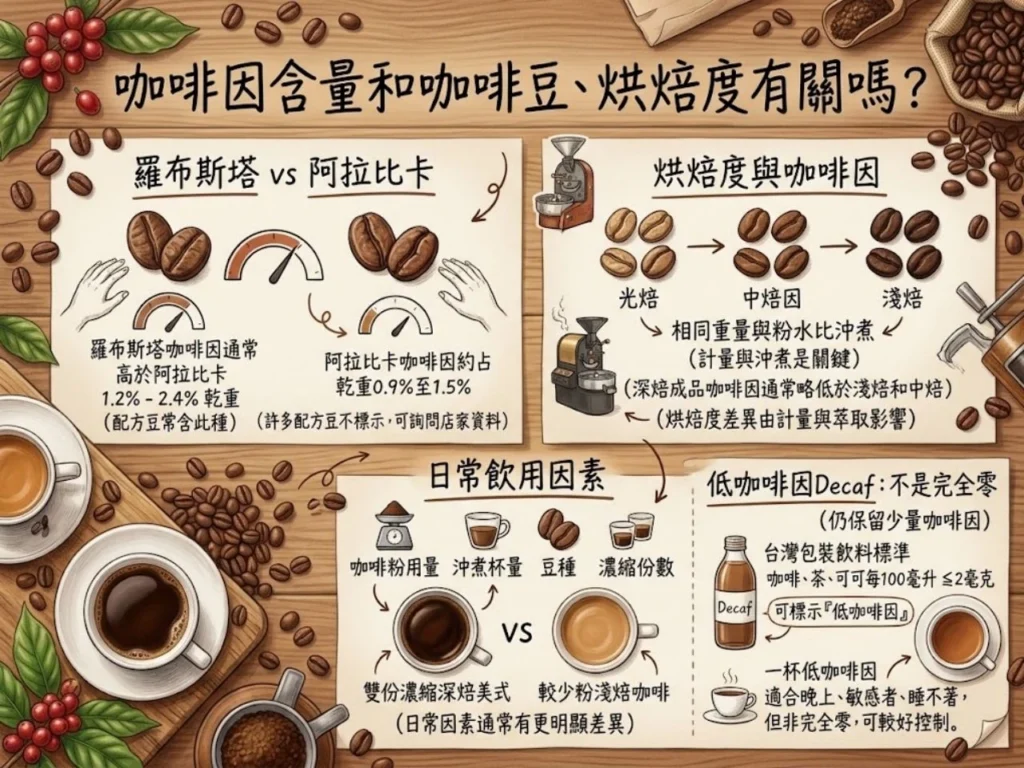 咖啡因含量 咖啡因 美式咖啡咖啡因 拿鐵咖啡因 冷萃咖啡因 咖啡因多少 咖啡因攝取量 一天咖啡因 淺焙深焙咖啡因 低咖啡因咖啡