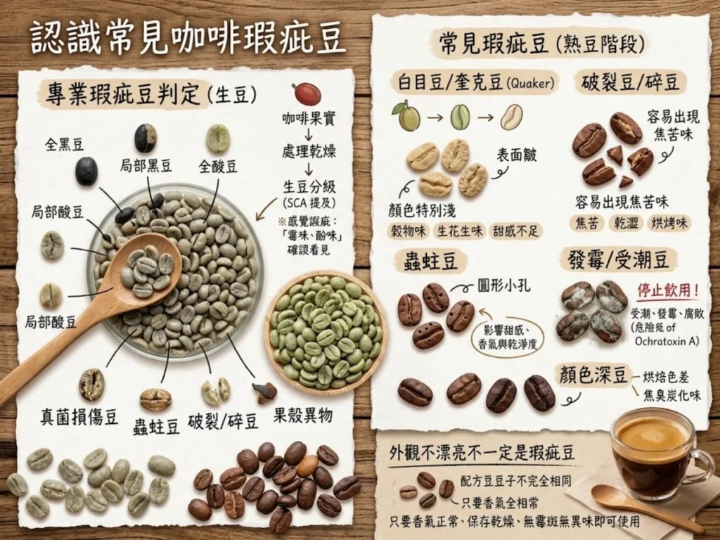 咖啡瑕疵豆 瑕疵豆 咖啡豆有破洞 咖啡豆黑黑的 咖啡豆有白點 咖啡豆發霉 白目豆 咖啡豆怪味、咖啡豆品質 咖啡豆受潮