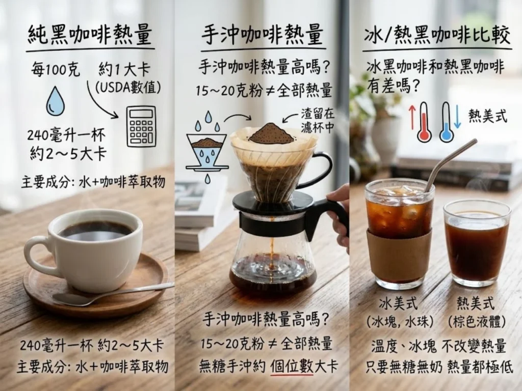 黑咖啡熱量 美式咖啡熱量 拿鐵熱量 咖啡熱量 無糖咖啡熱量 加糖咖啡熱量 冰美式熱量 黑咖啡會胖嗎 減肥可以喝咖啡嗎 低熱量咖啡